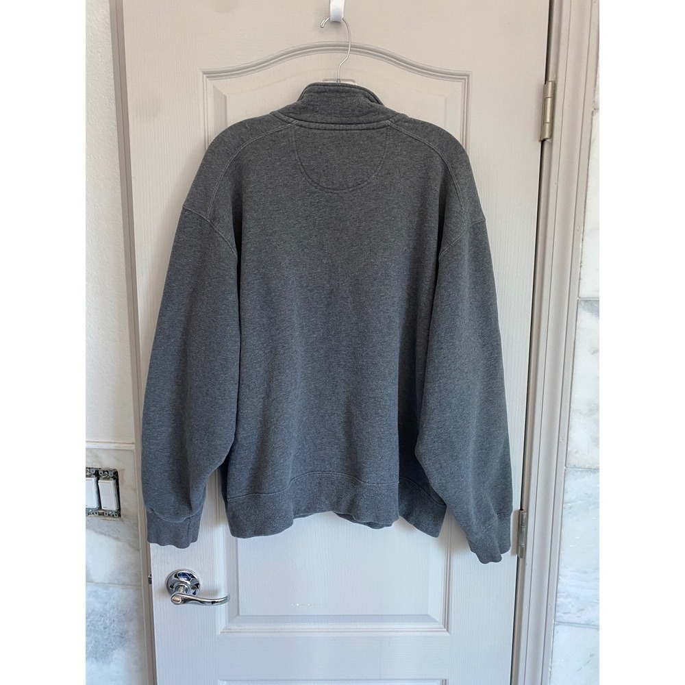 IZOD Mens XXL Gray Navy Piped Fleece Quarter Zip Pullover Sweatshirt - Picture 10 of 10